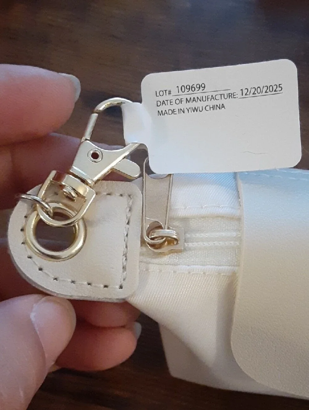 Cream and Beige Mini Pouch Keychain Bag